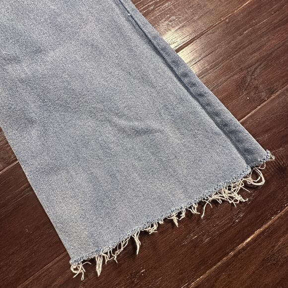 Arula (Altar’d State) Flared leg raw hem distressed denim jeans size 14 - Picture 6 of 8
